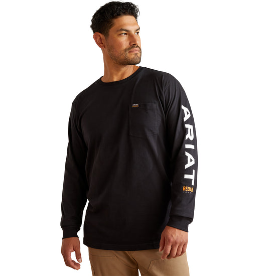 Ariat Men's Rebar Cotton Strong Black Standard Logo Pocket T-Shirt 10062752