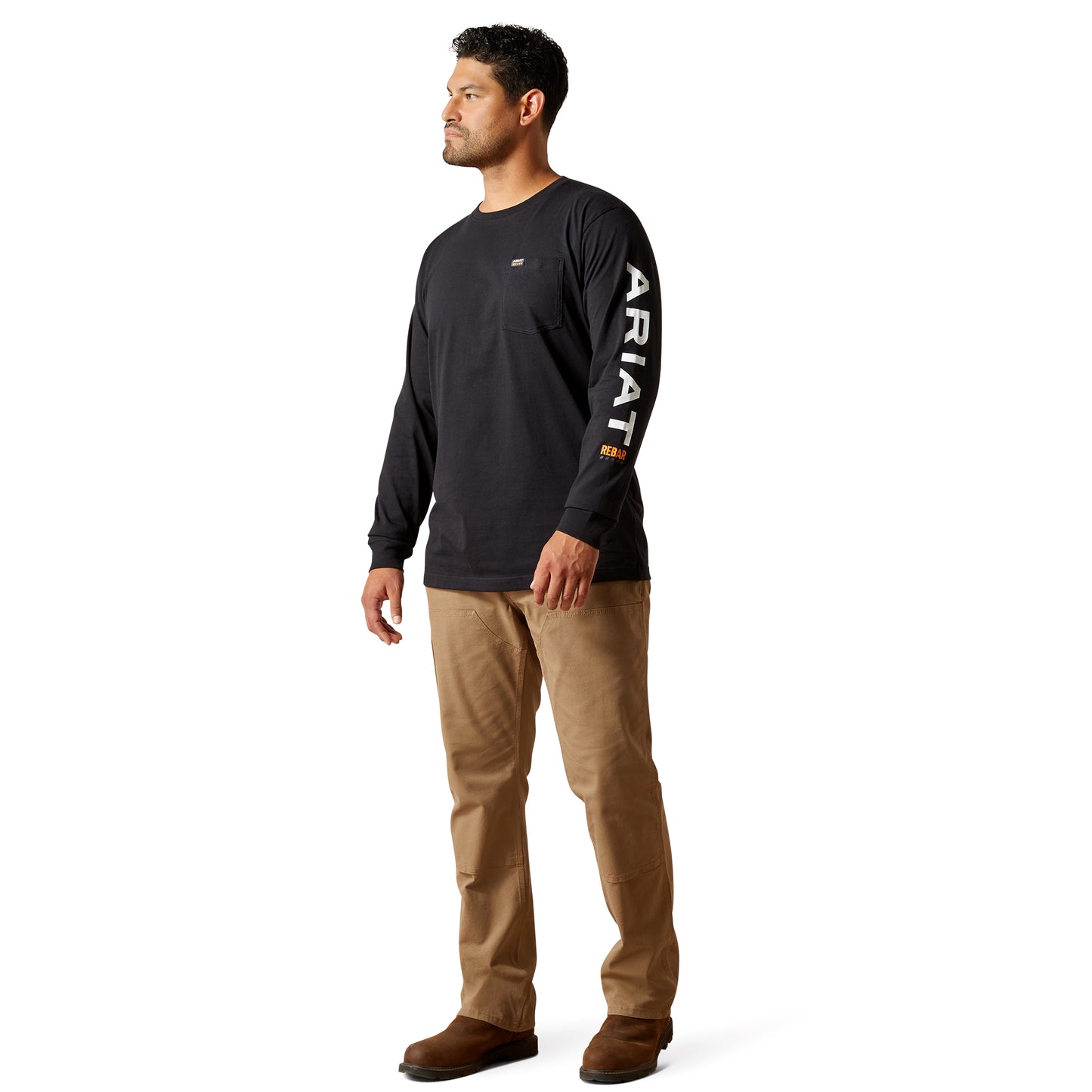 Ariat Men's Rebar Cotton Strong Black Standard Logo Pocket T-Shirt 10062752