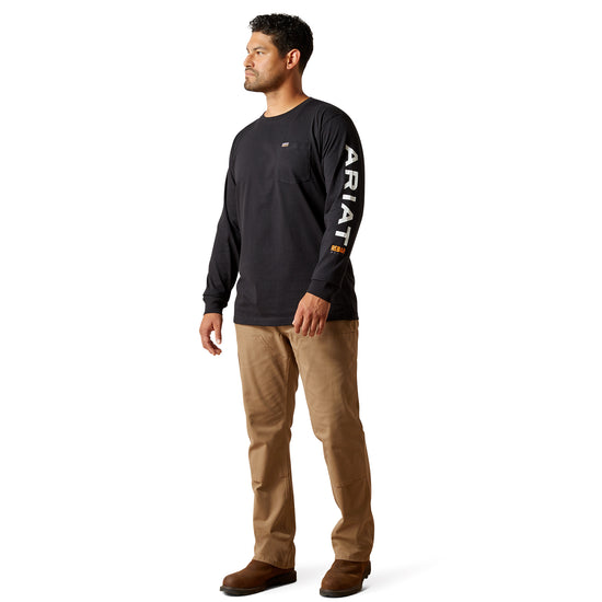 Ariat Men's Rebar Cotton Strong Black Standard Logo Pocket T-Shirt 10062752