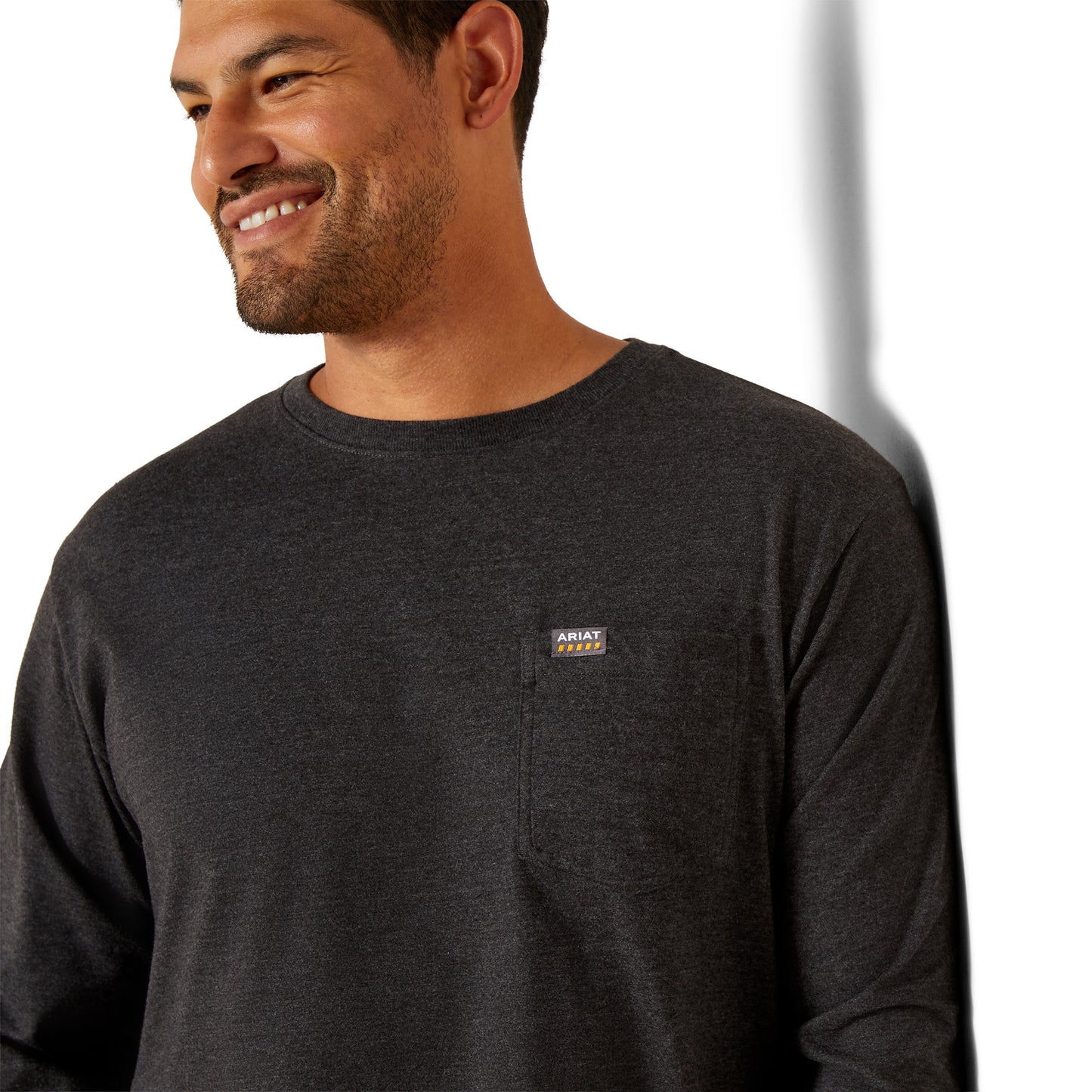 Ariat Men's Rebar Cotton Strong Standard Logo Charcoal Heather T-Shirt 10062753