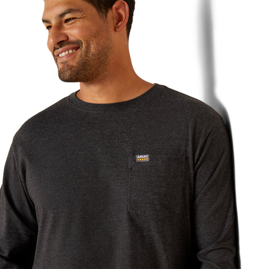 Ariat Men's Rebar Cotton Strong Standard Logo Charcoal Heather T-Shirt 10062753