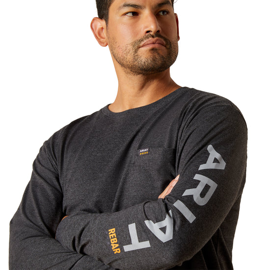 Ariat Men's Rebar Cotton Strong Standard Logo Charcoal Heather T-Shirt 10062753