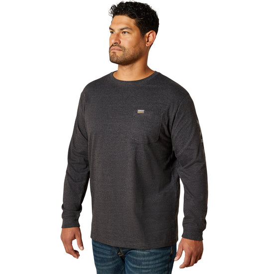 Ariat Men's Rebar Cotton Strong Standard Logo Charcoal Heather T-Shirt 10062753