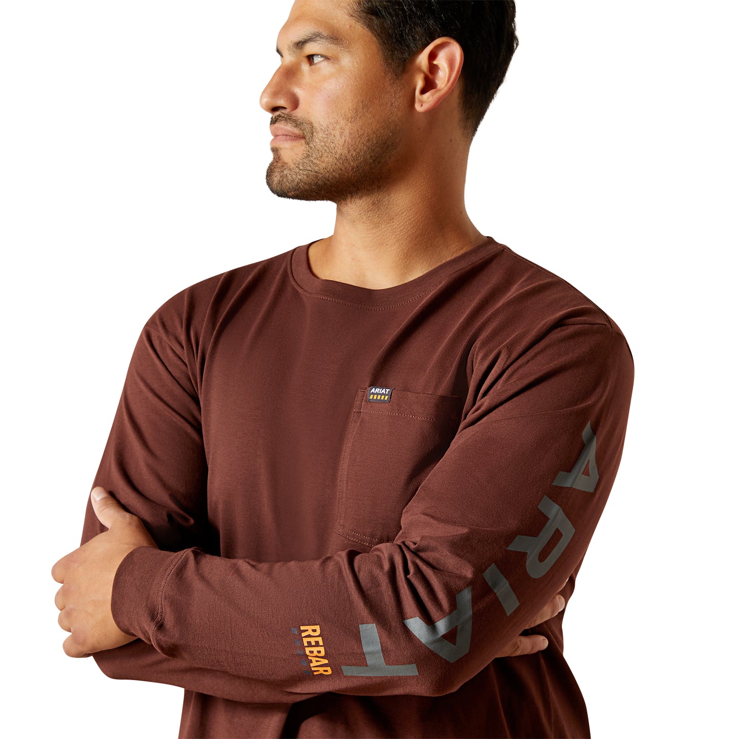 Ariat Men's Rebar Cotton Strong Bitter Chocolate Logo Pocket T-Shirt 10062760