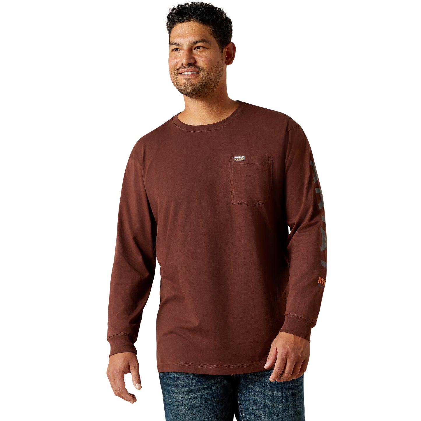 Ariat Men's Rebar Cotton Strong Bitter Chocolate Logo Pocket T-Shirt 10062760