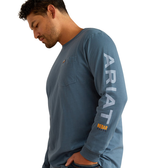 Ariat Men's Rebar Cotton Strong Logo Pocket Orion Blue T-Shirt 10062761