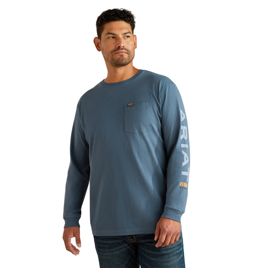 Ariat Men's Rebar Cotton Strong Logo Pocket Orion Blue T-Shirt 10062761