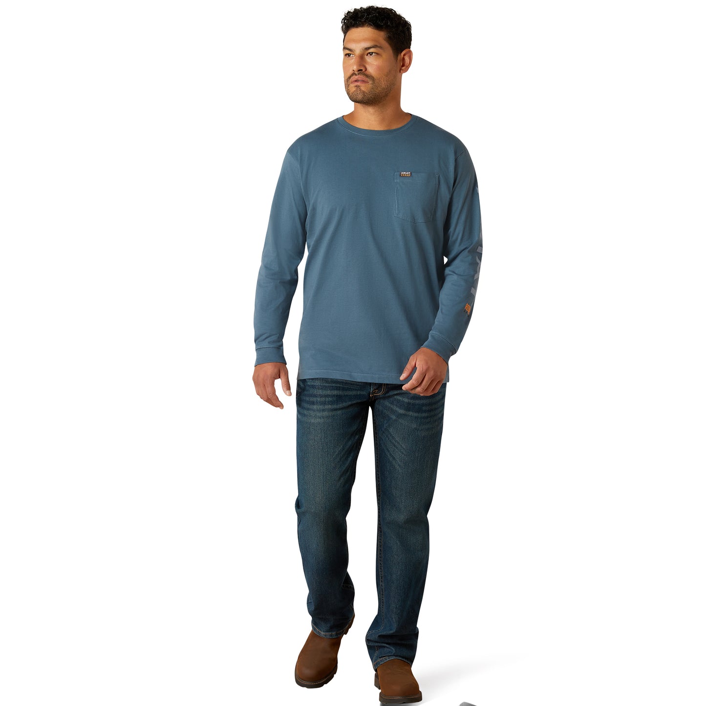 Ariat Men's Rebar Cotton Strong Logo Pocket Orion Blue T-Shirt 10062761