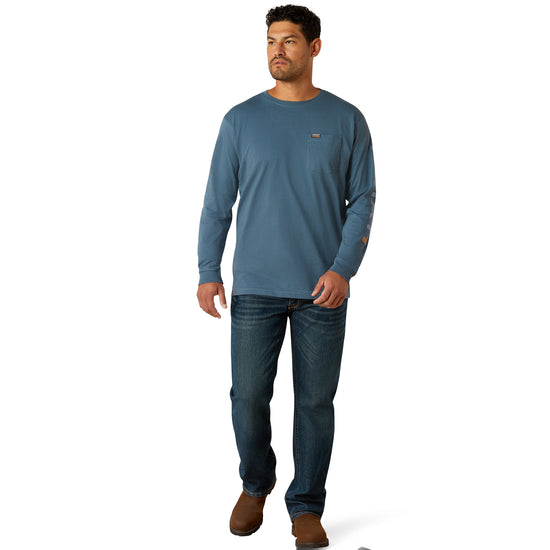 Ariat Men's Rebar Cotton Strong Logo Pocket Orion Blue T-Shirt 10062761