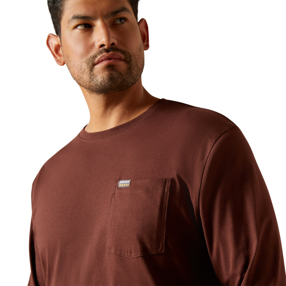 Ariat Men's Rebar Cotton Strong Hardhead Bitter Chocolate T-Shirt 10062763