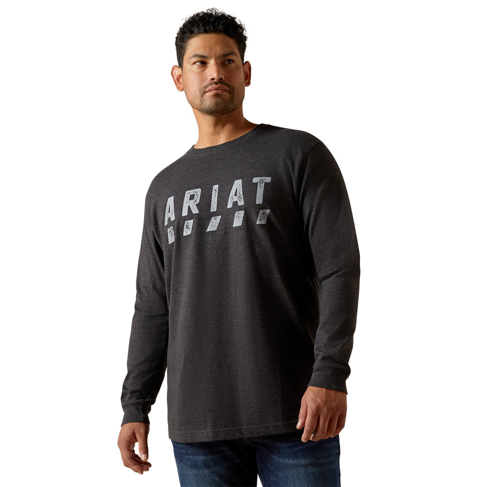 Ariat Men's Rebar Cotton Strong Logo Charcoal Heather T-Shirt 10062764