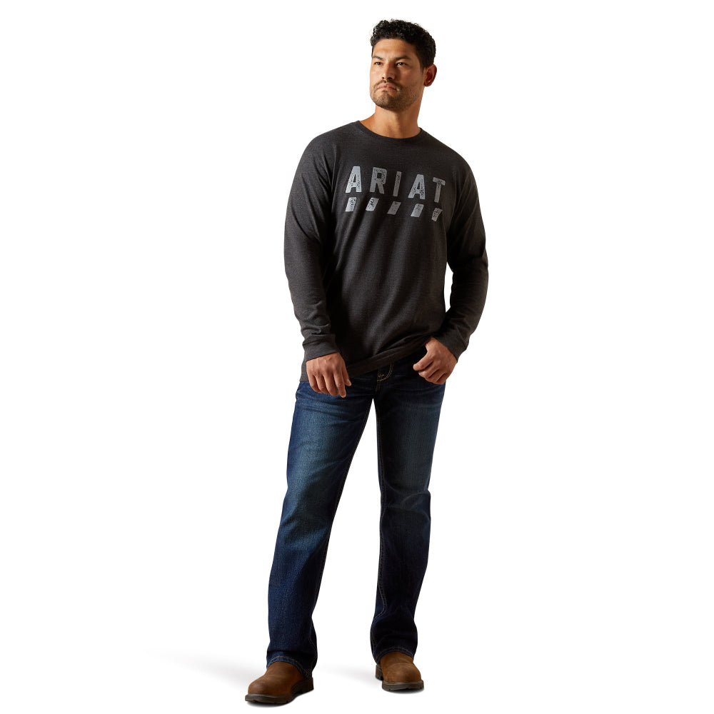 Ariat Men's Rebar Cotton Strong Logo Charcoal Heather T-Shirt 10062764
