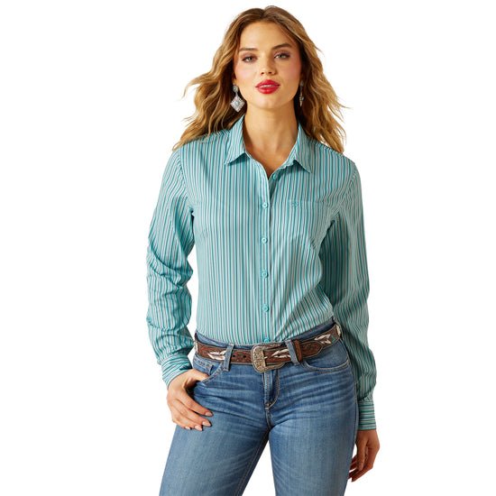 Ariat Ladies Kirby Pro Team Aqua Stripe Button Down Shirt 10062281