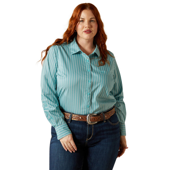 Ariat Ladies Kirby Pro Team Aqua Stripe Button Down Shirt 10062281