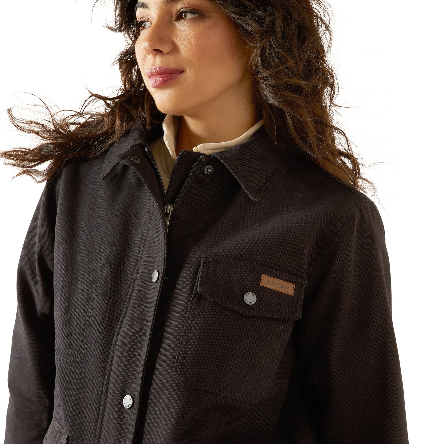 Ariat Ladies Western Canvas Chore Black Snap Jacket 10062304