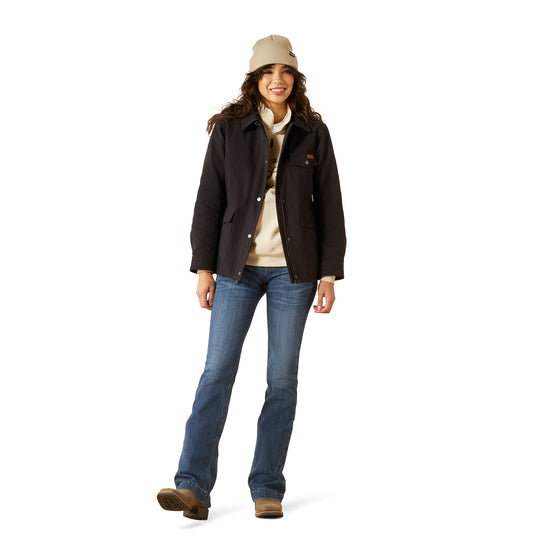 Ariat Ladies Western Canvas Chore Black Snap Jacket 10062304