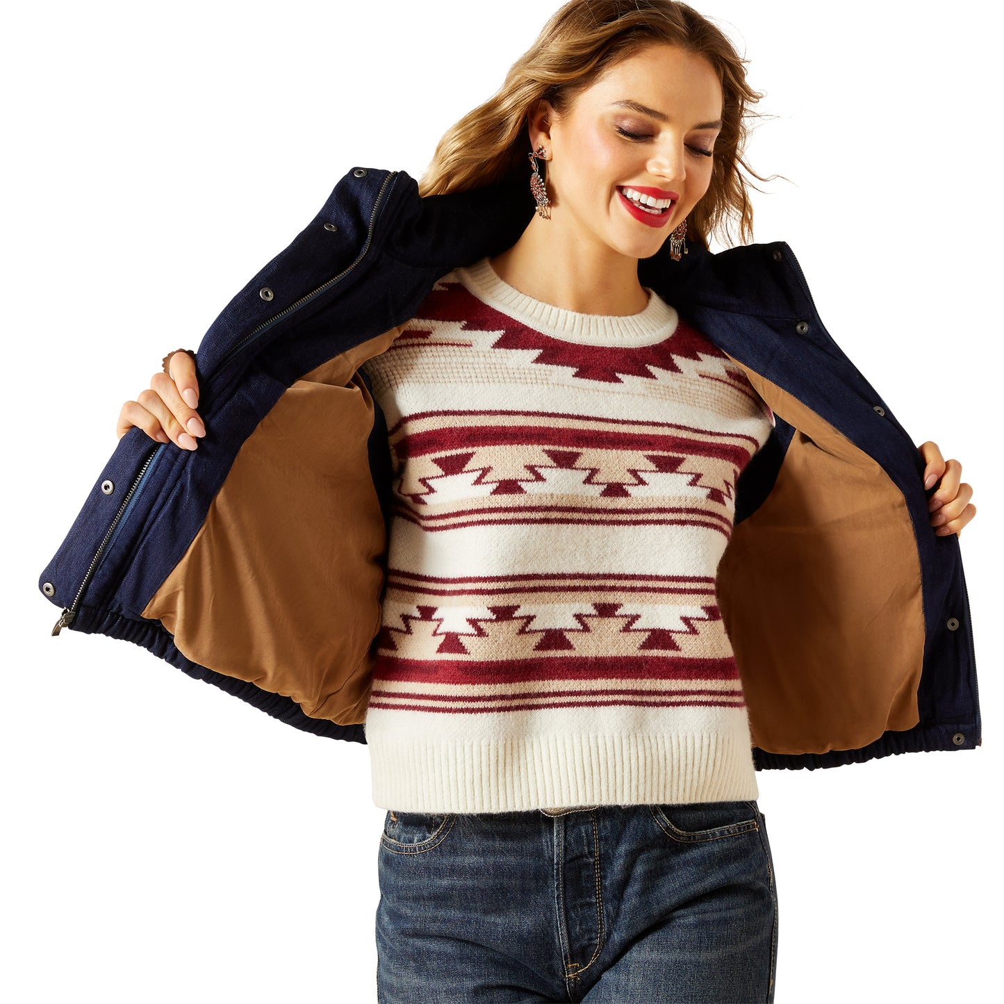 Ariat Ladies Blue Rinse Denim Western Swirls Vest 10062406