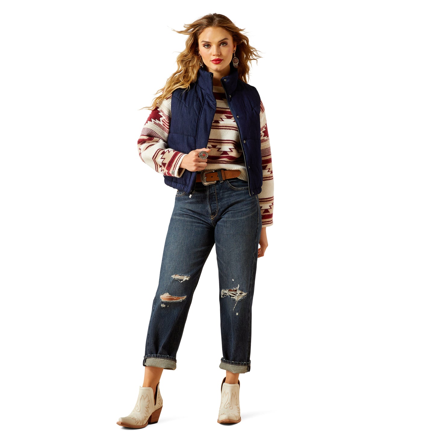 Ariat Ladies Blue Rinse Denim Western Swirls Vest 10062406