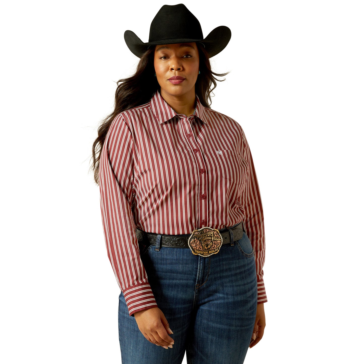 Ariat Ladies Kirby Cabernet Stripe Button Down Shirt 10062540