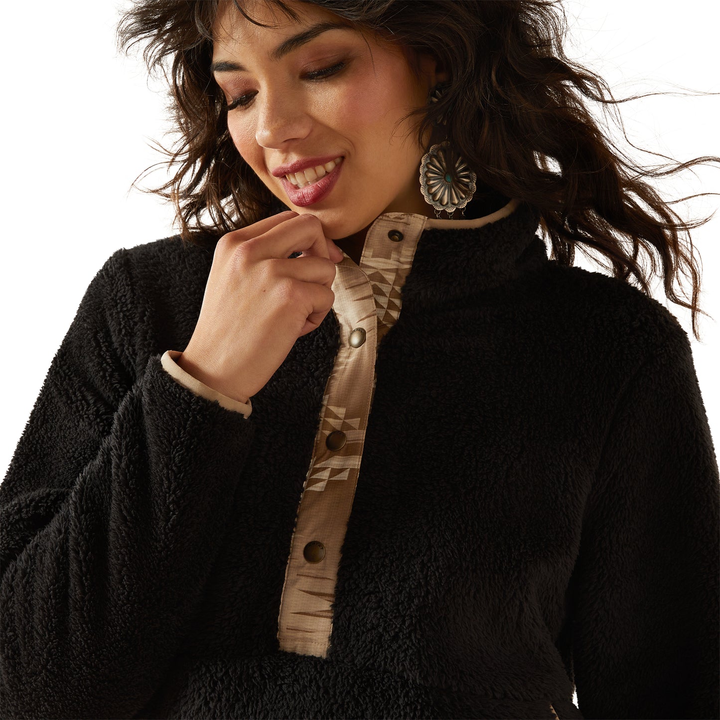 Ariat Ladies Berber Black Snap Front Sweatshirt 10062612