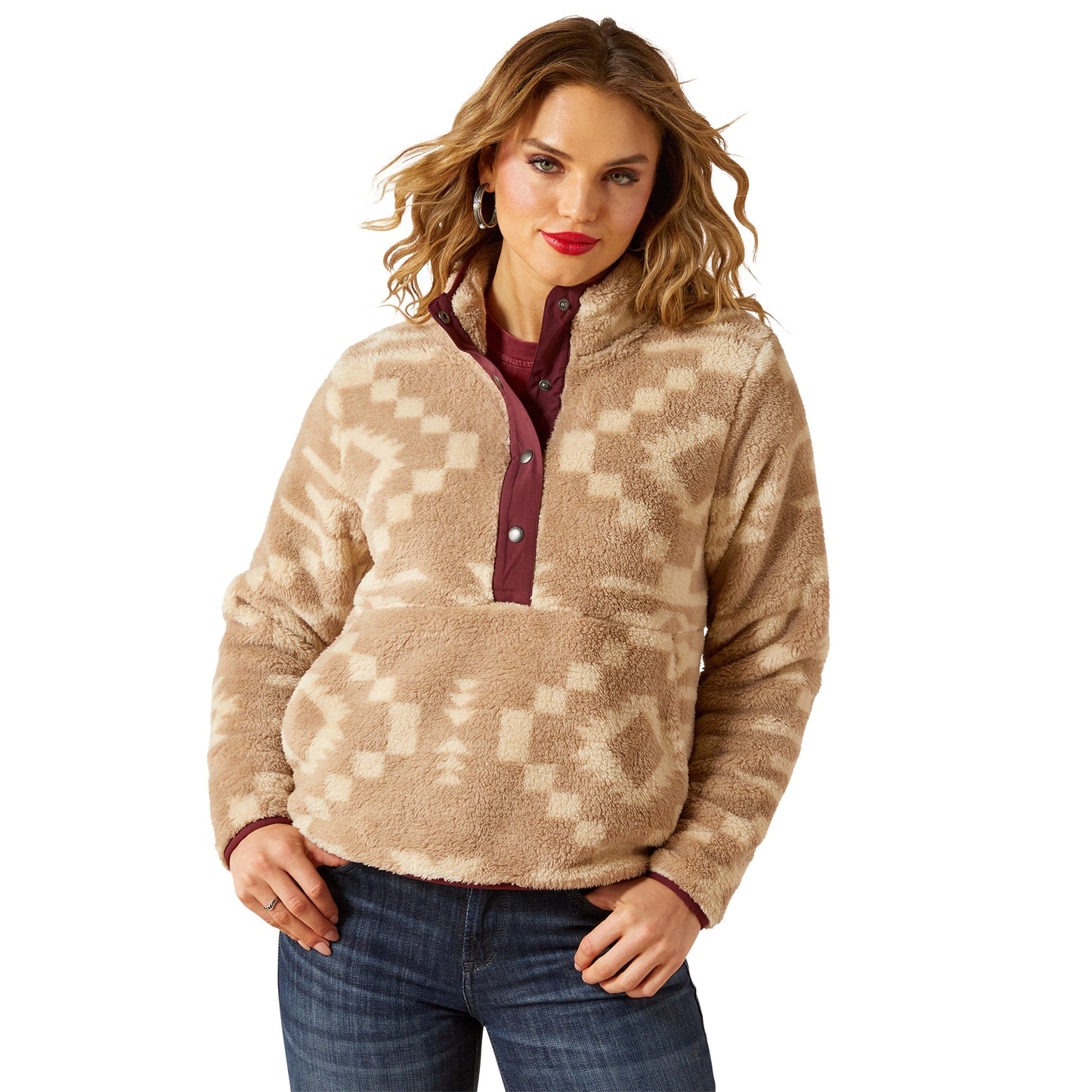 Ariat Ladies Berber Lone Ridge Print Snap Front Sweatshirt 10062615