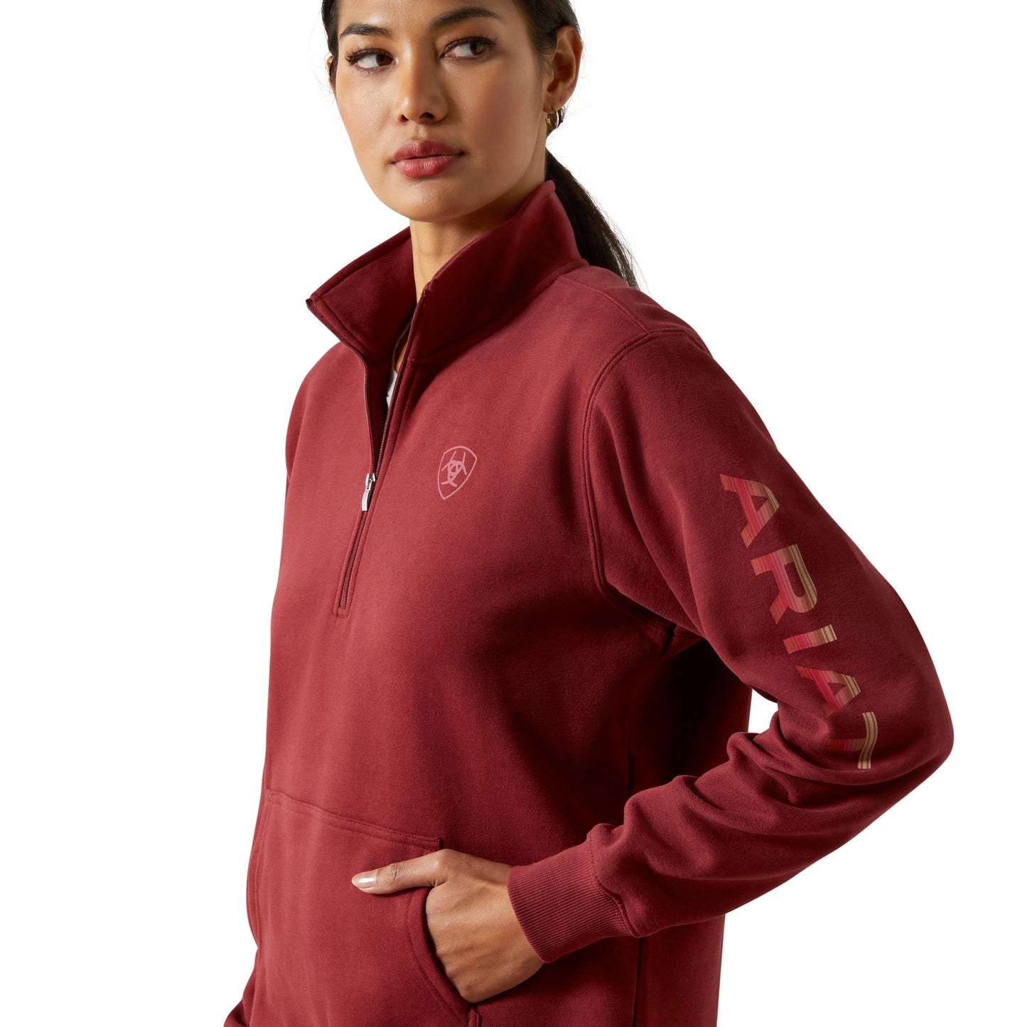 Ariat Ladies Logo Burnt Russet 1/2 Zip Sweatshirt 10062616