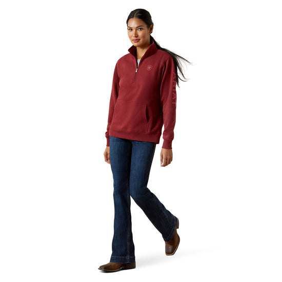 Ariat Ladies Logo Burnt Russet 1/2 Zip Sweatshirt 10062616