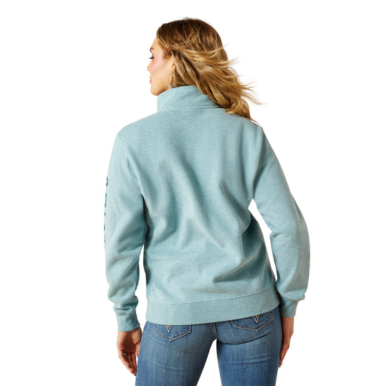 Ariat Ladies Foundation Logo 1/2 Zip Teal Heather Sweatshirt 10062617