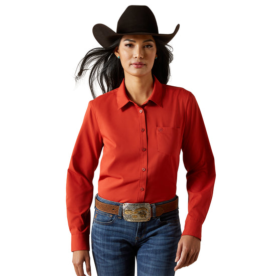 Ariat Ladies Kirby Pro Ketchup Red Button Down Shirt 10062624