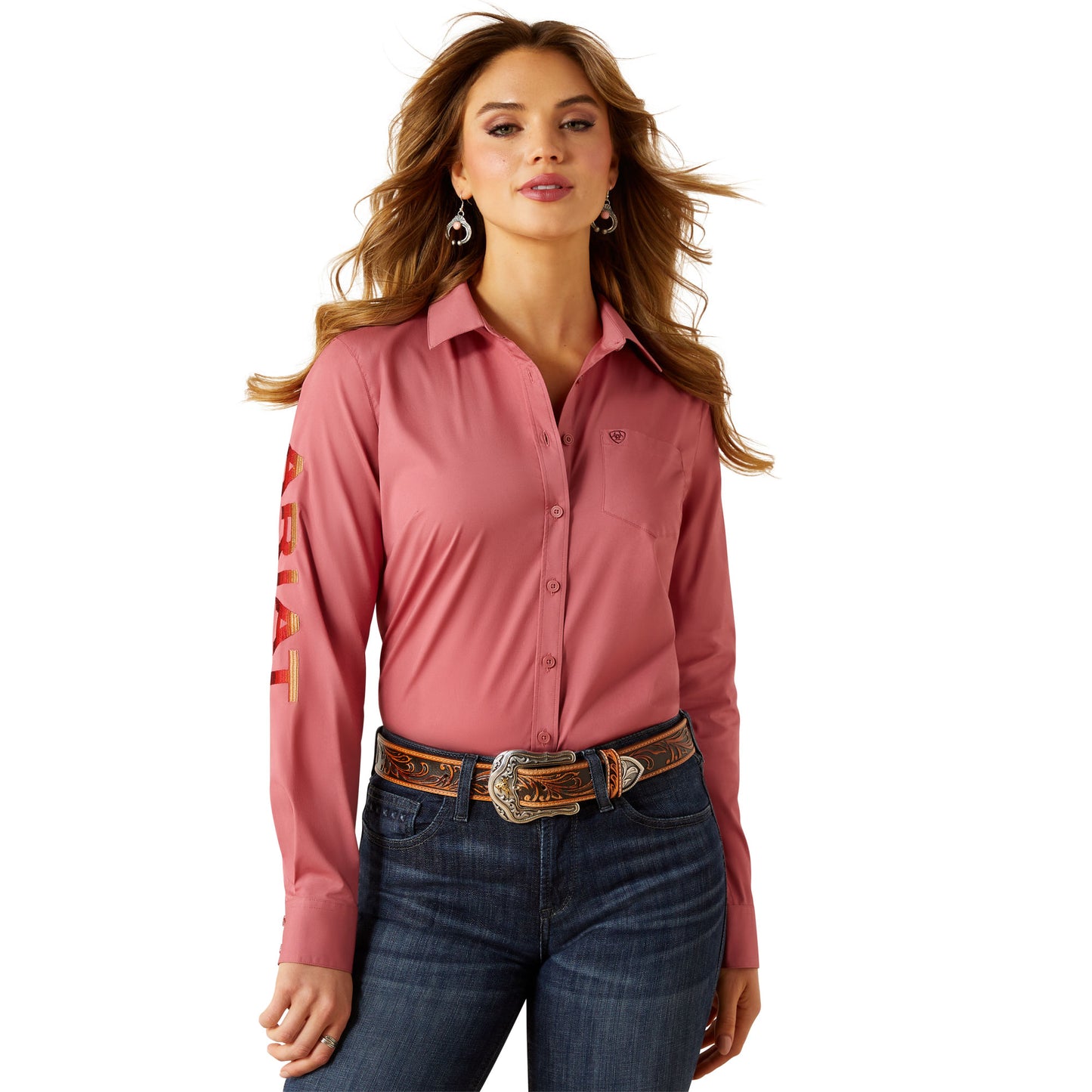 Ariat Ladies Team Kirby Stretch Mauvewood Button Down Shirt 10062656