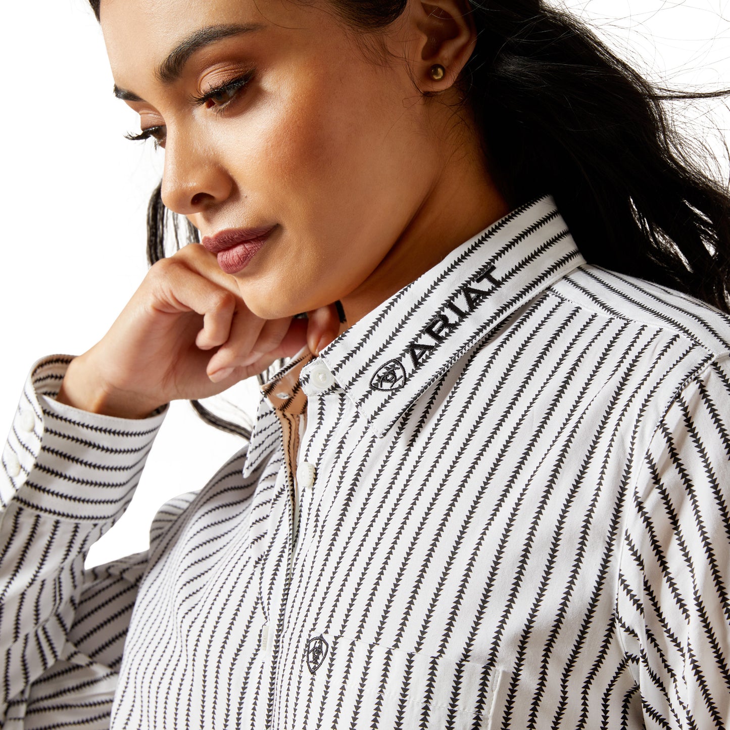 Ariat Ladies Kirby Black & White Triangle Stripe Stretch Shirt 10062658