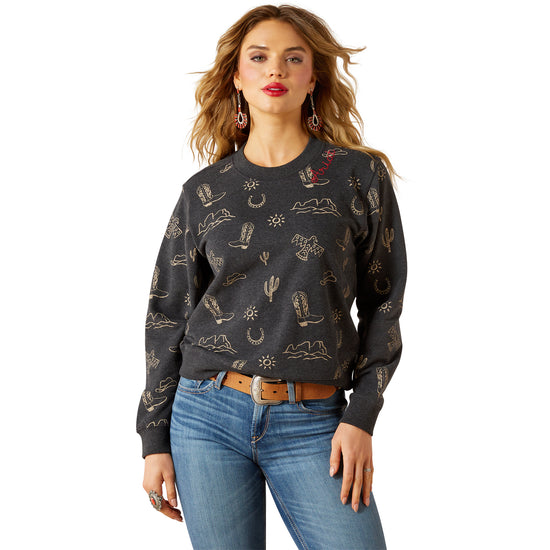 Ariat Ladies Essential Black Heather Crew Sweatshirt 10062737