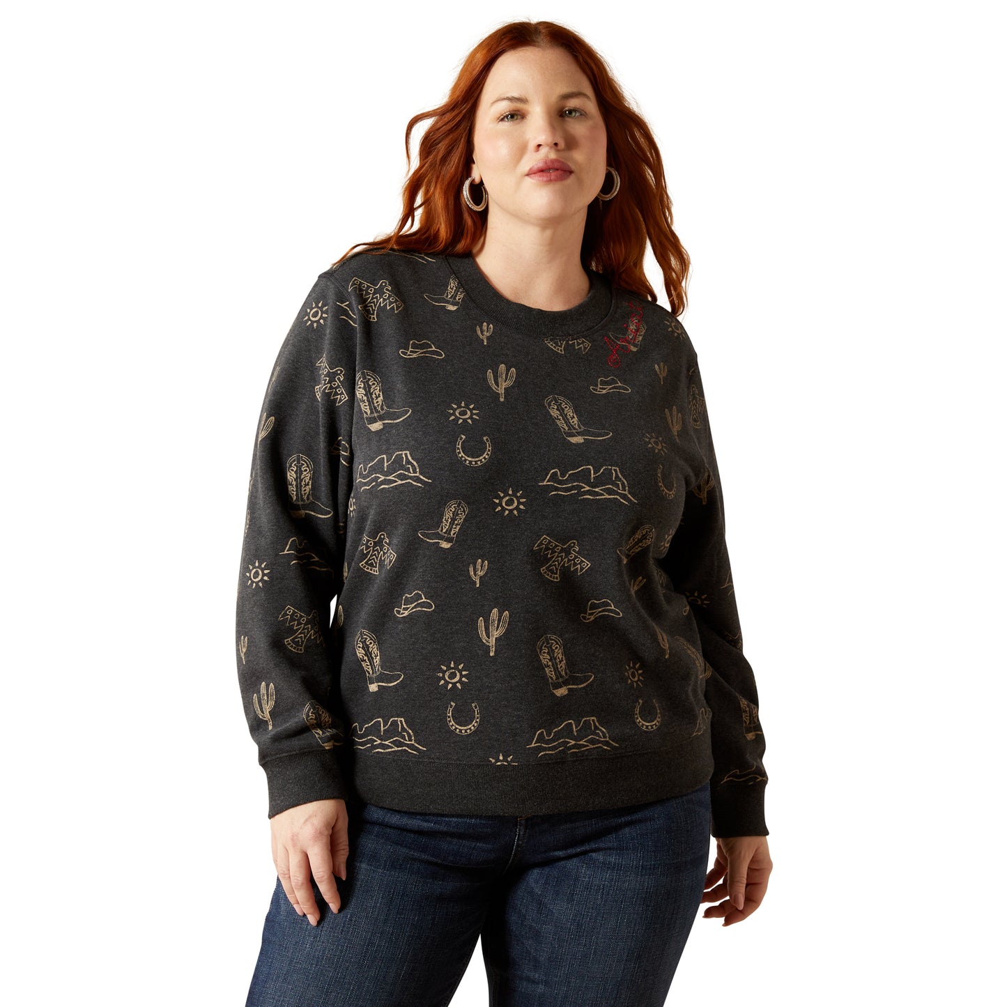 Ariat Ladies Essential Black Heather Crew Sweatshirt 10062737