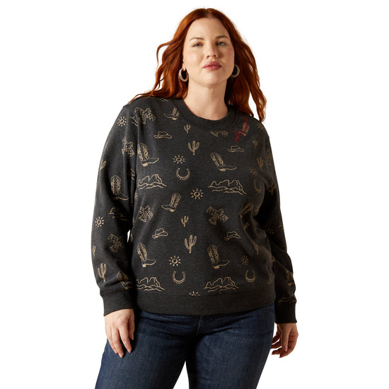 Ariat Ladies Essential Black Heather Crew Sweatshirt 10062737