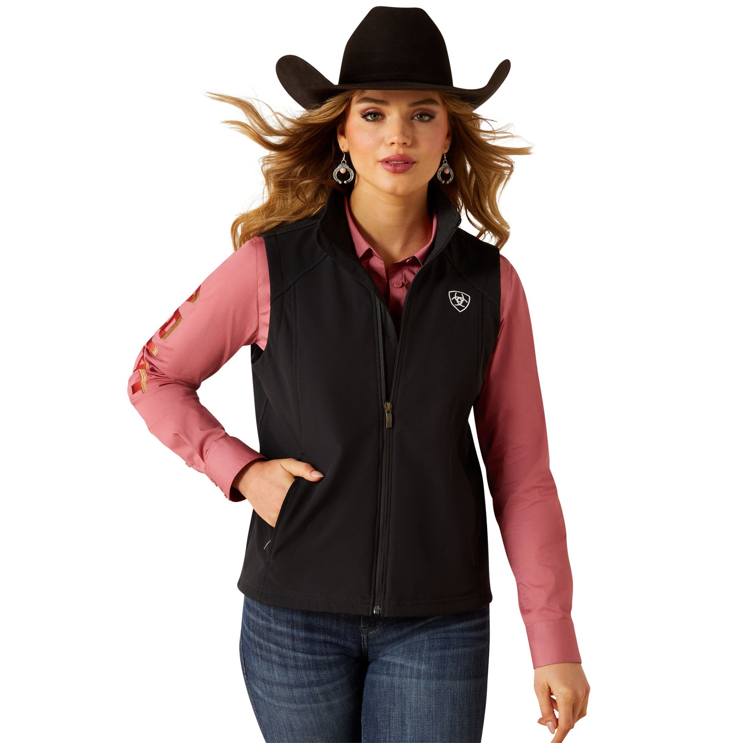 Ariat Ladies Solid Black Logo Softshell Vest 10062786