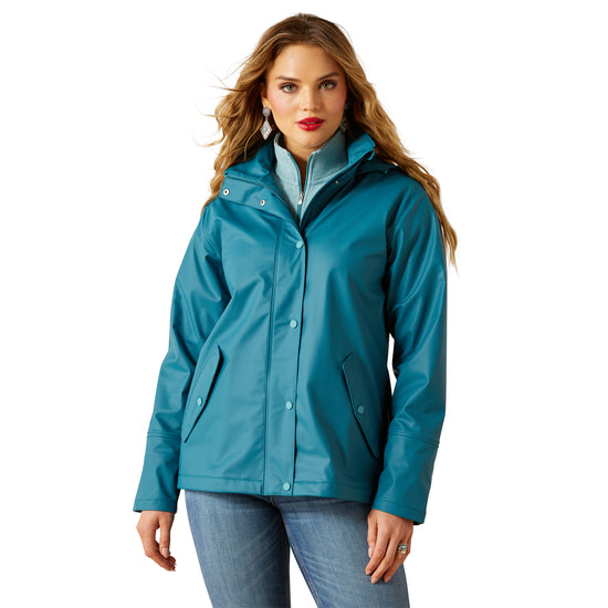 Ariat Ladies Drizzle Dragonfly Turquoise Rain Slicker Coat 10062806
