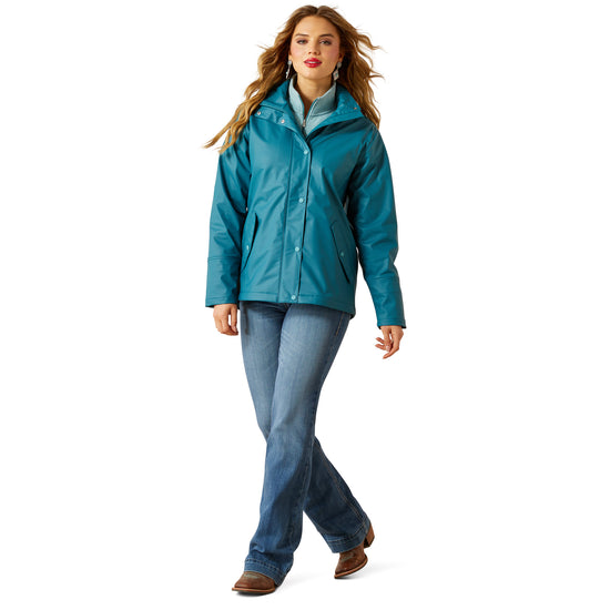 Ariat Ladies Drizzle Dragonfly Turquoise Rain Slicker Coat 10062806