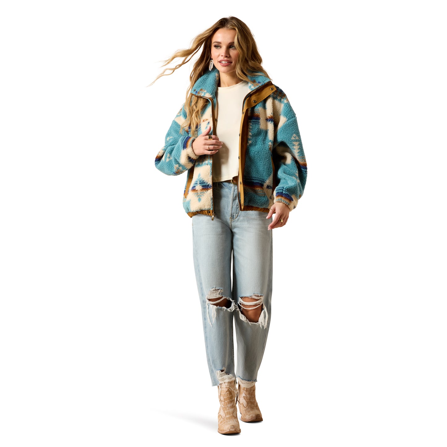 Ariat Ladies Sherpa Blocked Agave Southwest Print Jacket 10062814