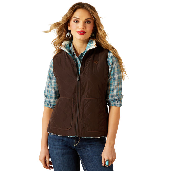 Ariat Ladies Dilon 2.0 Insulated Mole Brown Reversible Vest 10062816