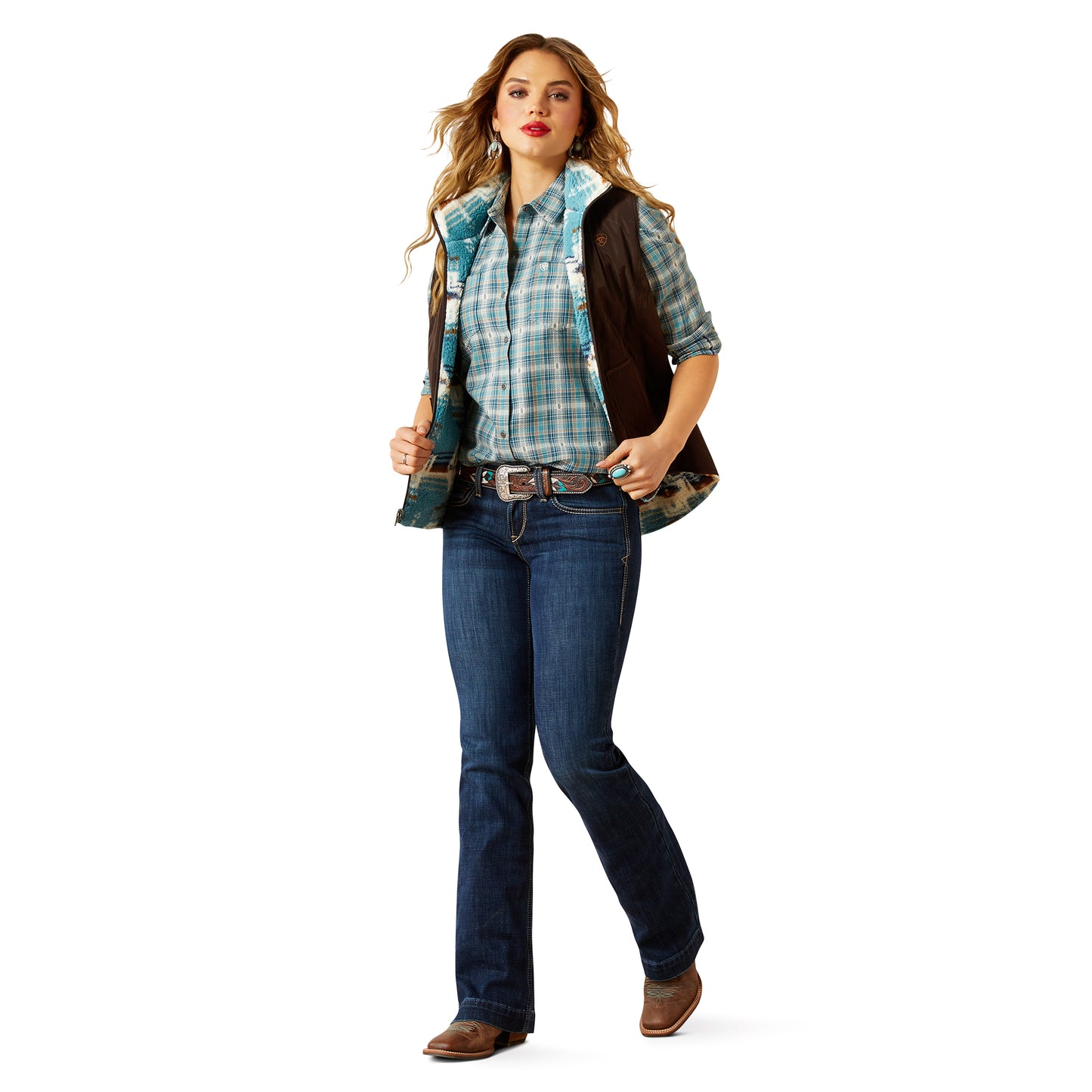 Ariat Ladies Dilon 2.0 Insulated Mole Brown Reversible Vest 10062816