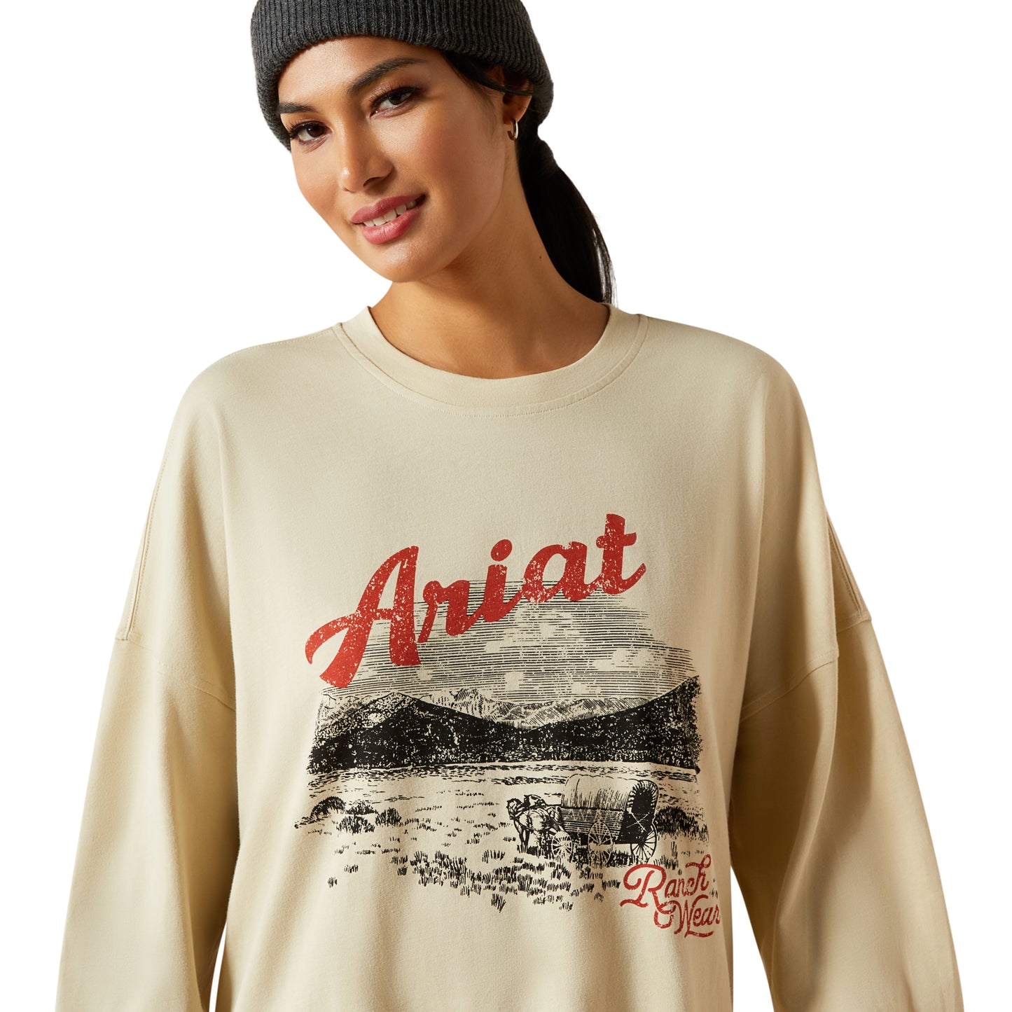 Ariat Ladies Canvas Oversized Oyster Grey T-Shirt 10062839