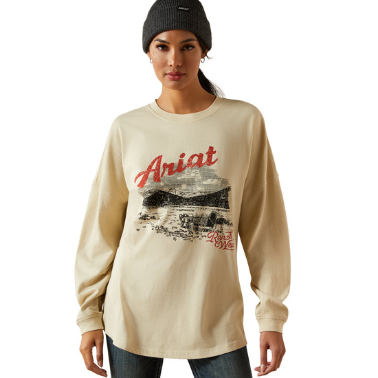 Ariat Ladies Canvas Oversized Oyster Grey T-Shirt 10062839