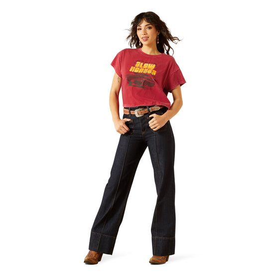 Ariat Ladies Sendero Slow Horses Biking Red Mineral Wash T-Shirt 10062911