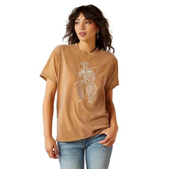 Ariat Ladies Buckaroo Toasted Coconut Mineral Wash T-Shirt 10062917