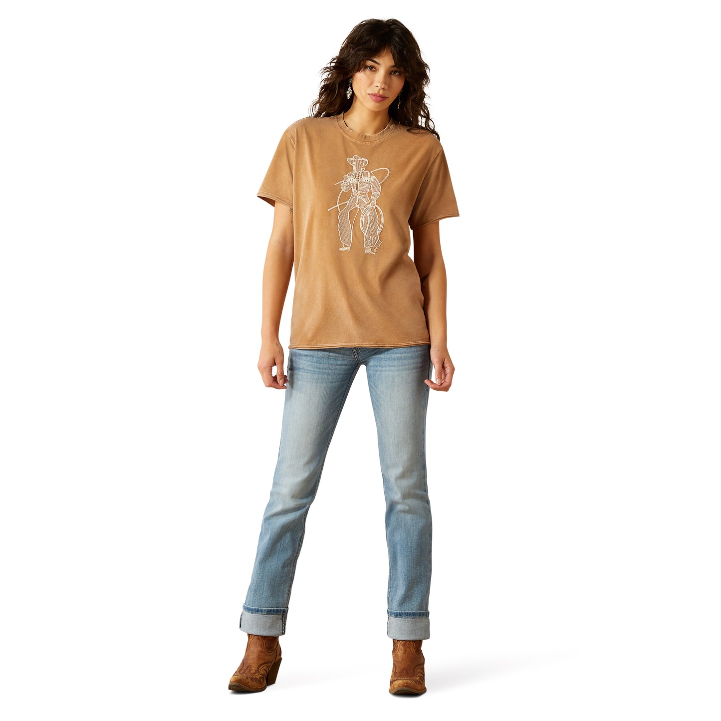 Ariat Ladies Buckaroo Toasted Coconut Mineral Wash T-Shirt 10062917