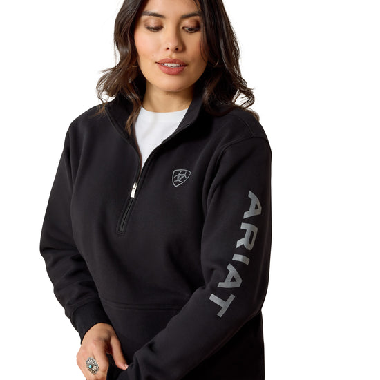 Ariat Ladies Logo Black 1/2 Zip Sweatshirt 10063144