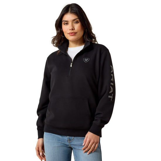 Ariat Ladies Logo Black 1/2 Zip Sweatshirt 10063144
