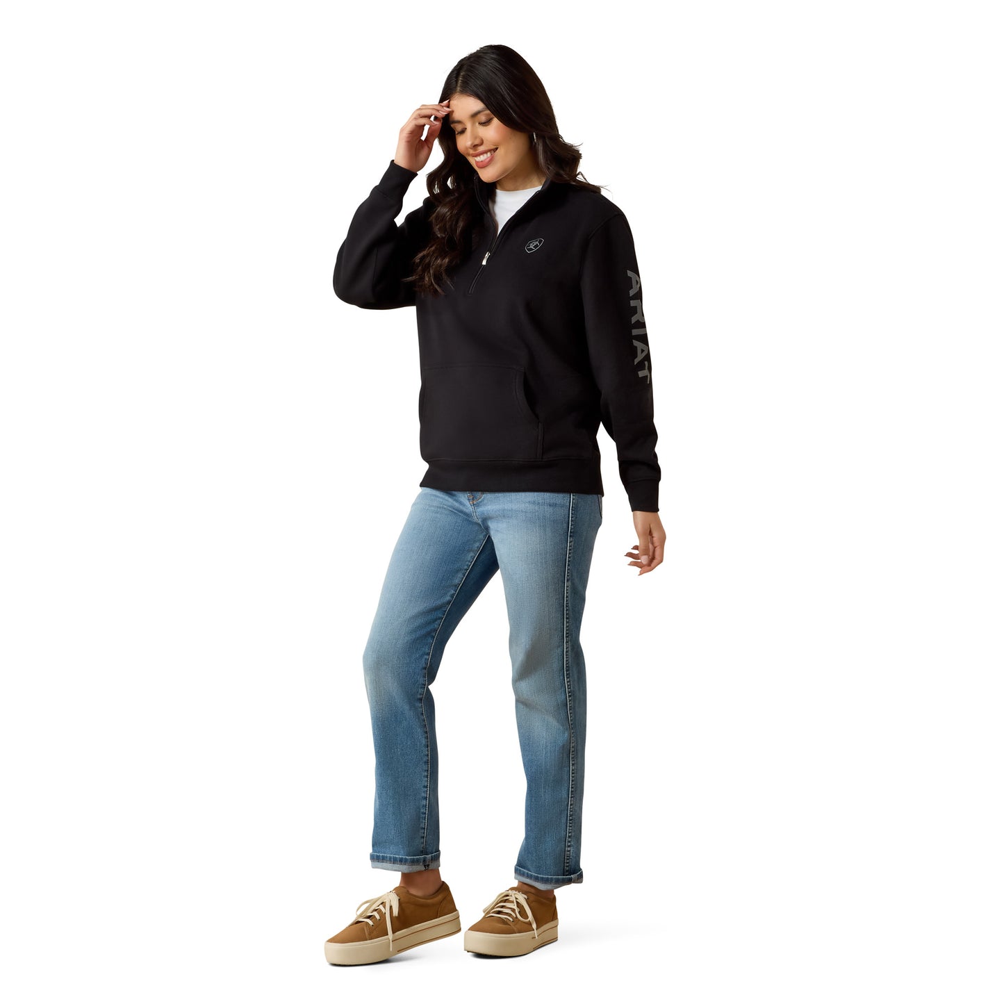 Ariat Ladies Logo Black 1/2 Zip Sweatshirt 10063144