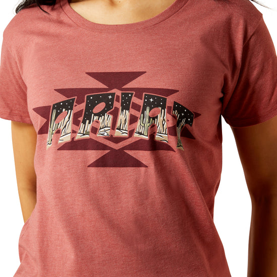Ariat Ladies Southwest Logo Landscape Red Clay Heather T-Shirt 10063763