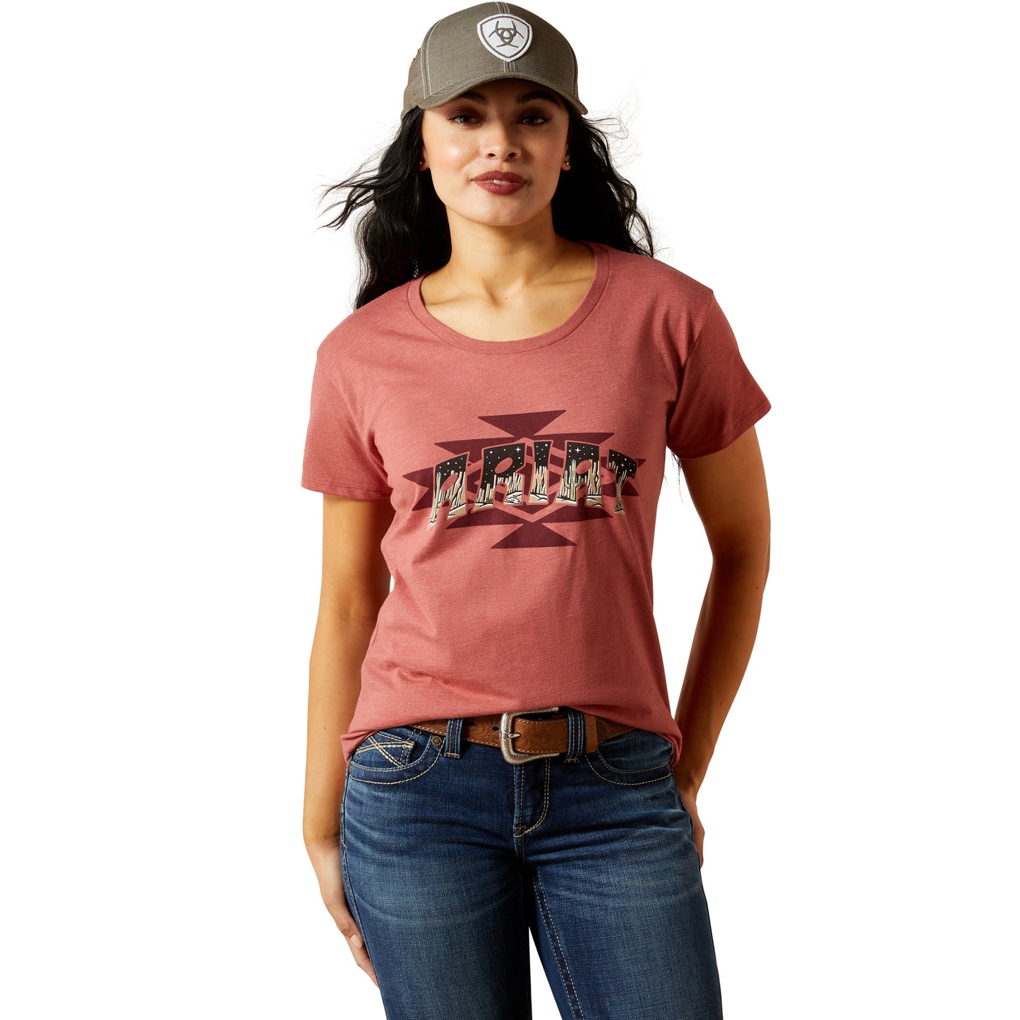 Ariat Ladies Southwest Logo Landscape Red Clay Heather T-Shirt 10063763